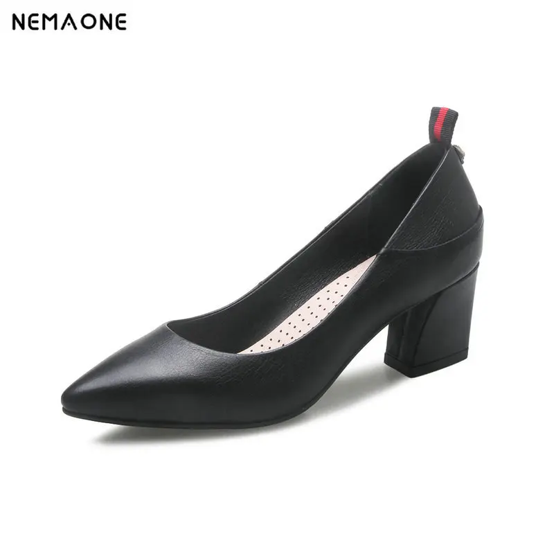 

NNEMAONE 2019 New Women Spring Summer Genuine Leather Shoes High Heels Women Pumps Pointed Toe Wedding Shoes Woman