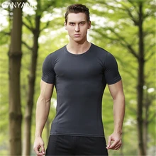 GANYANR футболка для бега для мужчин, баскетбольная теннисная футболка, спортивная одежда для фитнеса, Компрессионные спортивные быстросохнущие колготки для бега