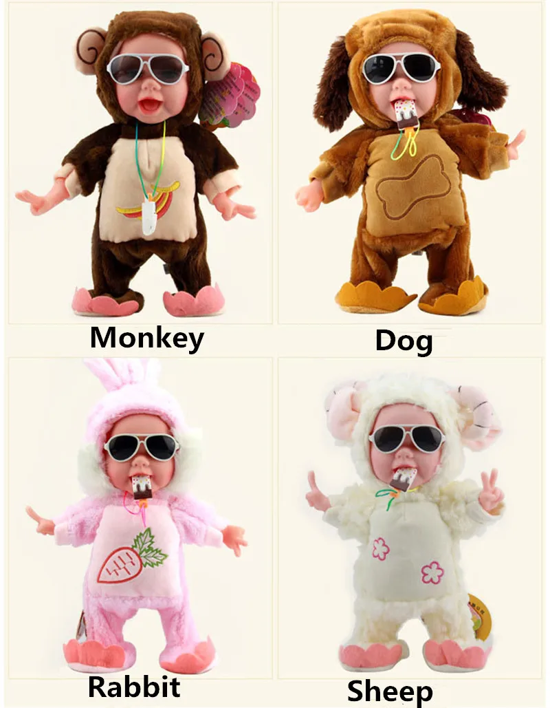 32 см Забавные электрические плюшевые игрушки музыка Прогулки Танцы Собака Обезьяна Мягкие куклы с мороженым плюшевые медведи Рождественский подарок для детей