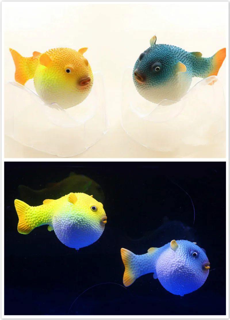3 color Artificial Small Cute Glowing Globefish Aquarium Ornaments