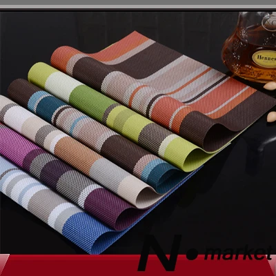 

New Colorful Rainbow Stripe Home Heat-insulated Tableware PVC Chic Placemat Kitchen Dinning Bowl waterproof Pad Mat