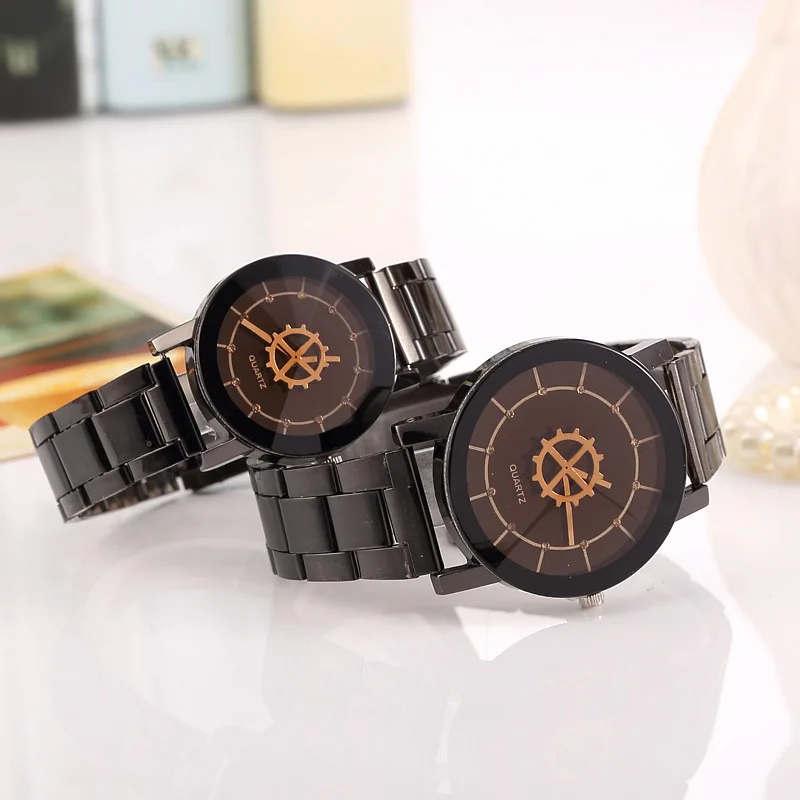

Gear Korean Version of The Steel Belt Couple Watch Compass Turntable Pointer Men's Watch Female Table Creative Personality
