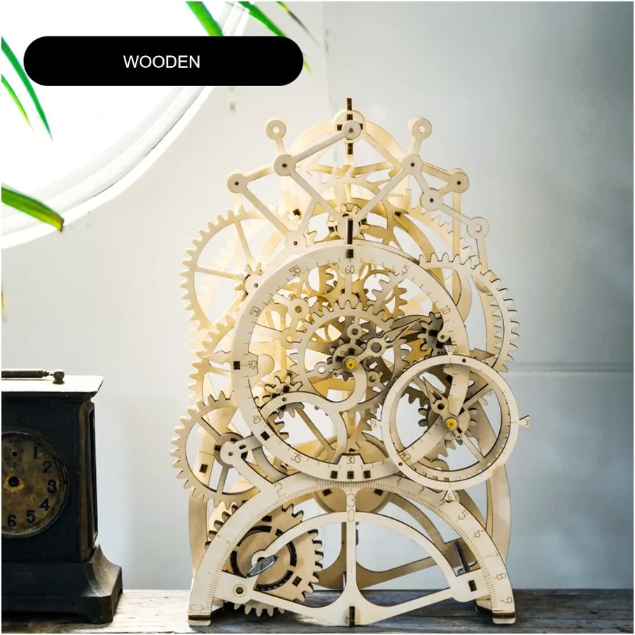 

Assemble Wooden pendulum clock model Building blocks Kids Wooden Toys For Children DIY Presents Educational Gift Baby Block
