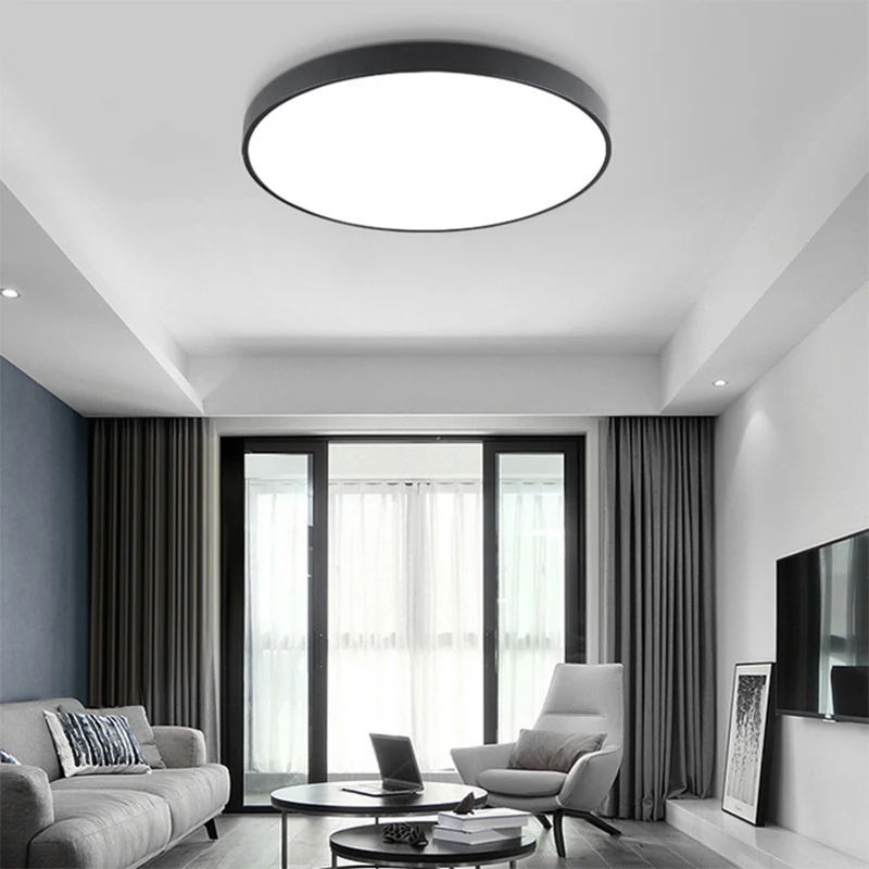 Современный светодиодный потолочный светильник, ультра-тонкий светильник для гостиной, спальни, панель, поверхностное крепление, пульт дистанционного управления