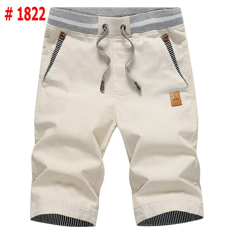 1822 Light Khaki Летние однотонные повседневные мужские шорты-карго, шорты размера плюс 4XL, пляжные шорты, M-4XL, стильная уличная одежда, эластичная резинка на талии - Цвет: 1822 Light Khaki