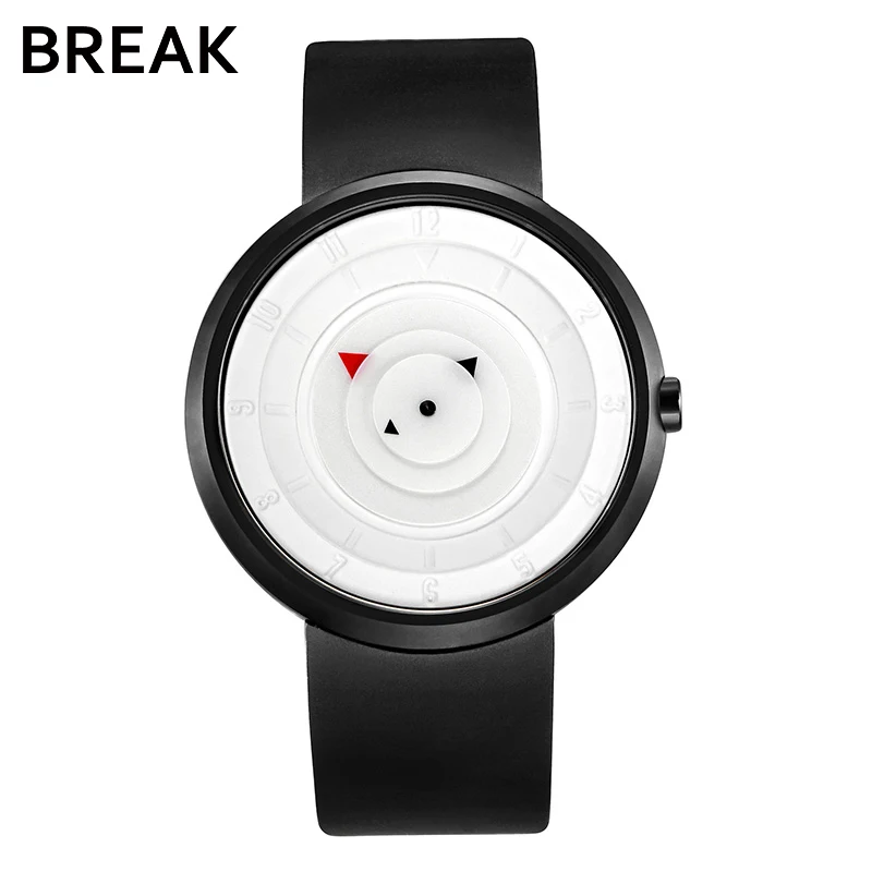 B106-RUB-WH BREAK Top Мужские Женские Унисекс Модные Повседневные Спортивные кварцевые наручные часы креативные часы с черным резиновым ремешком водонепроницаемые часы для мужчин - Цвет: B106-RUB-WH