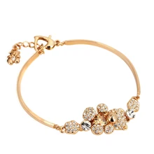 ZHOUYANG Top Quality ZYH070 Cute Teddy Bear Crystal Gold Plated Bracelet Jewelry Austrian Crystal Wholesale
