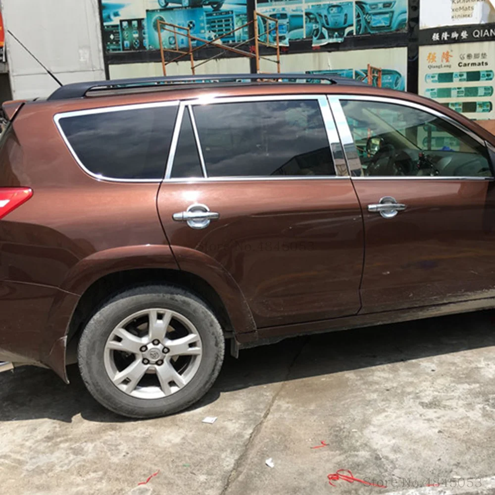 Для Toyota RAV4 RAV 4 от 2009 до 2012 центральный столб из нержавеющей стали, оконный столб, покрытие, автомобильный Стайлинг, авто аксессуары, планки, 8 шт