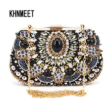 Модная женская вечерняя сумочка с кристаллами, сумочка-клатч с камнями и бисером для элегантных дам, сумочка для банкета, черные классические вечерние сумочки X52