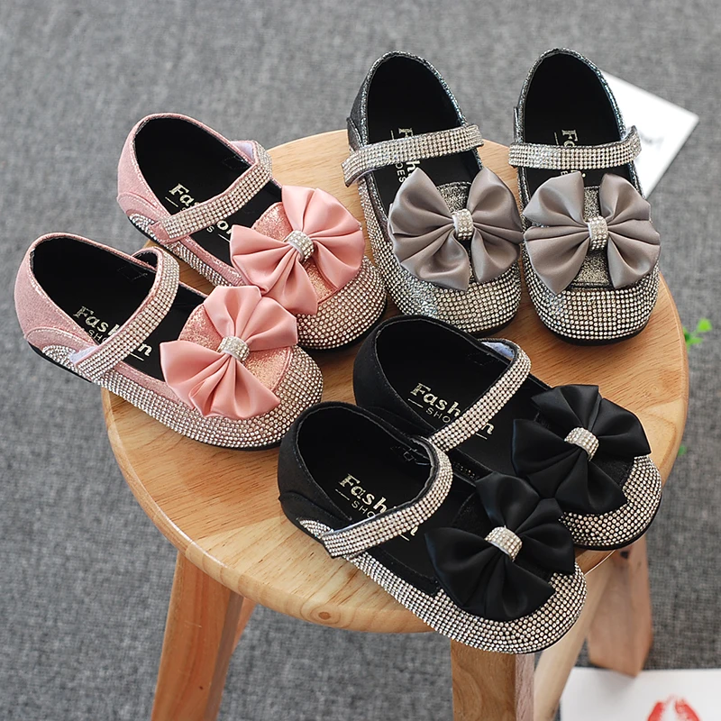 Bekamille Baby Child Shoes Kid Shoes Children Girls Crystal Bowtie Single Sandals Soft Bottom Princess New Summer Lovely