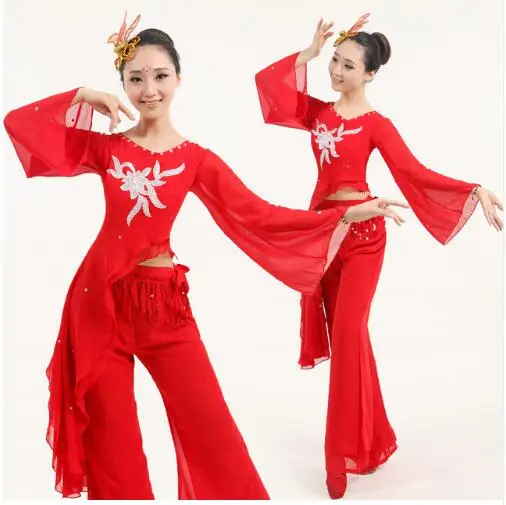 

(0184) Chinese folk dance yangko dance stage performance clothing waist drum dance costumes fan dance