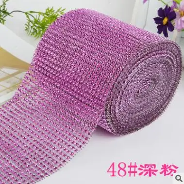 dark pink 10 ярдов 4,7" Ширина черный сверкающий алмаз сетки обёрточная бумага со стразами ленты Свадебные украшения дома DIY интимные аксессуары - Цвет: dark pink