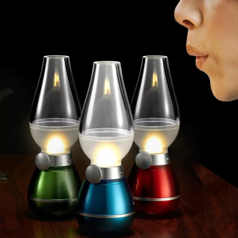 

Free shipping New arrival USB rechargeable LED kerosene lamp Led Blowing Control Lamp LED Lamp for Decoration Night lights