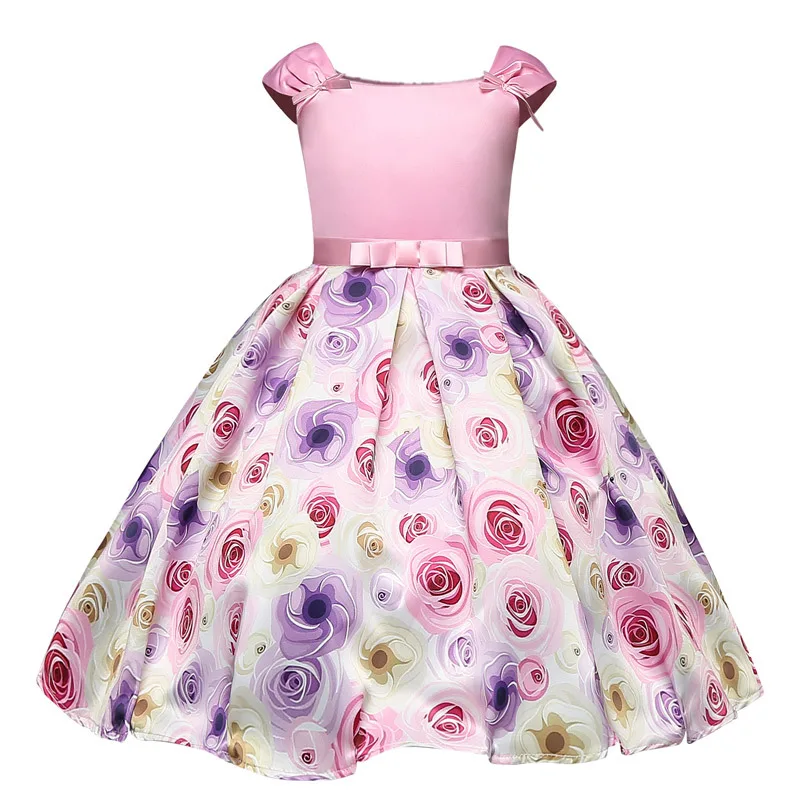 New Arrival Hot Scoop 3D Printed Flower Girls' Dresses 2019 Cap Sleeve Girls Pageant Dresses Tea Length Kids Formal Wear (1)