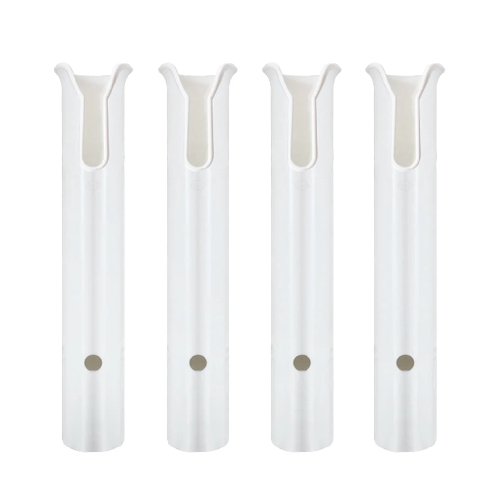  4 Pieces White Plastic Fishing Rod Holder Socket with Screws & Nuts for Marine Kayak Boat Yacht  Fishing Box 