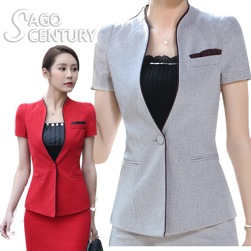 2017 New Summer Slim Suit font b Women b font Ladies Office Coat Short Blazer Tops
