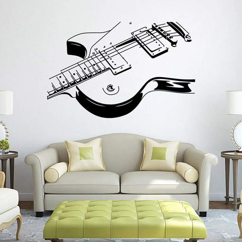 a72 Red Electric Guitar Wall Decal Music Instrument Musician Acoustic Vinyl Art