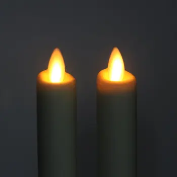 

Ksperway Set of 2 8" Ivory Unscented Wax Flameless LED Taper Candle with Timer and Remote