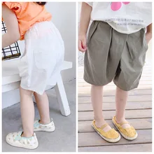 Летние повседневные шорты для маленьких девочек, эластичные однотонные шорты с высокой талией, модные армейские зеленые короткие штаны, одежда для маленьких девочек