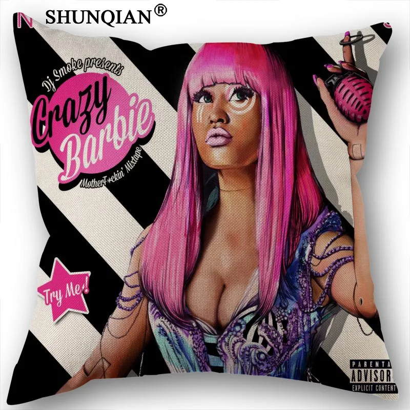 

Linen Cotton Pillowcase Nicki Minaj Pillow Cover Home Textiles Decorative Pillowcase Customize Gift 45x45cm one side