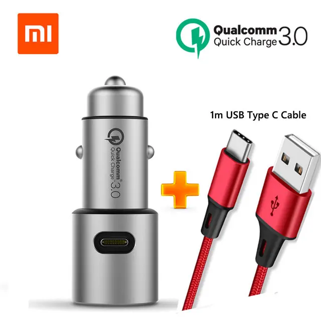 Оригинальное автомобильное зарядное устройство для Xiaomi mi Quick Charge 18W QC 3,0 Dual USB Max 36W 5 V/3A 9V 2A Металл для iPhone samsung huawei OPPO Vivo - Тип штекера: 36W add type C