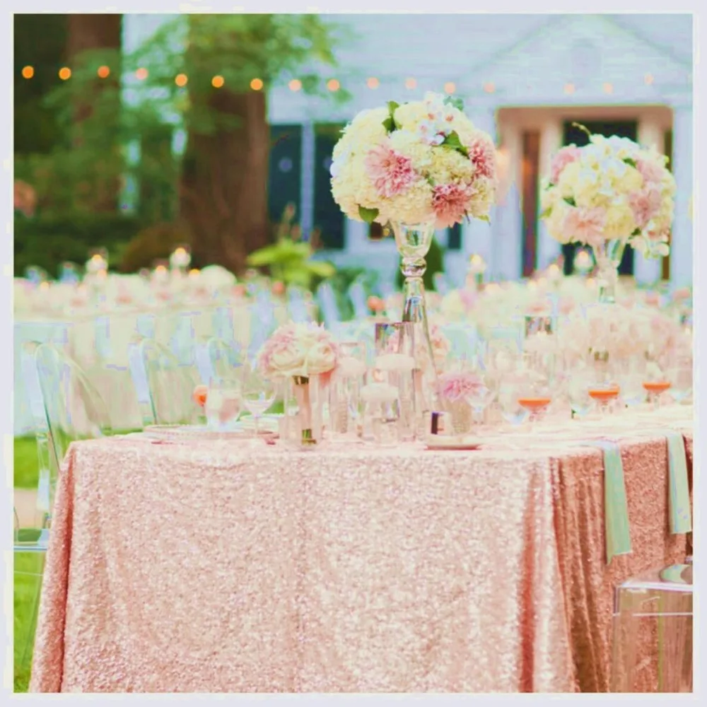 

Fuloon Blush Sequin Table Tablecloth Glitter Sequin Table Cloth Table Linens for Wedding Party Birthday Baby Showers -a