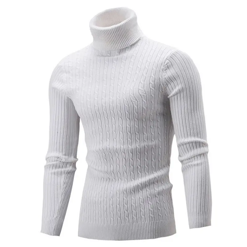MONERFFI, осенне-зимний мужской свитер, Мужская водолазка, однотонный цвет, Повседневные свитера, мужские тонкие брендовые теплые вязаные пуловеры - Цвет: White Style 1