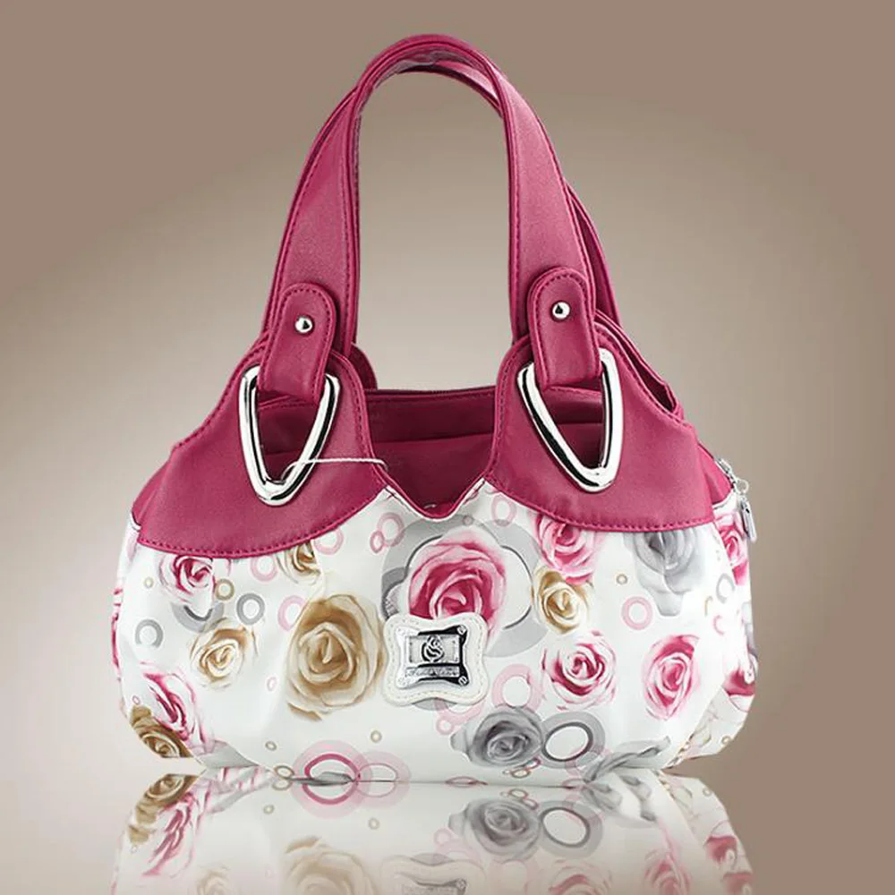 

New Trend Ladies Handbag Rose Flower Fashion Printing Ladies Handbag European And American Style PU Leather Wild Ladies Handbags