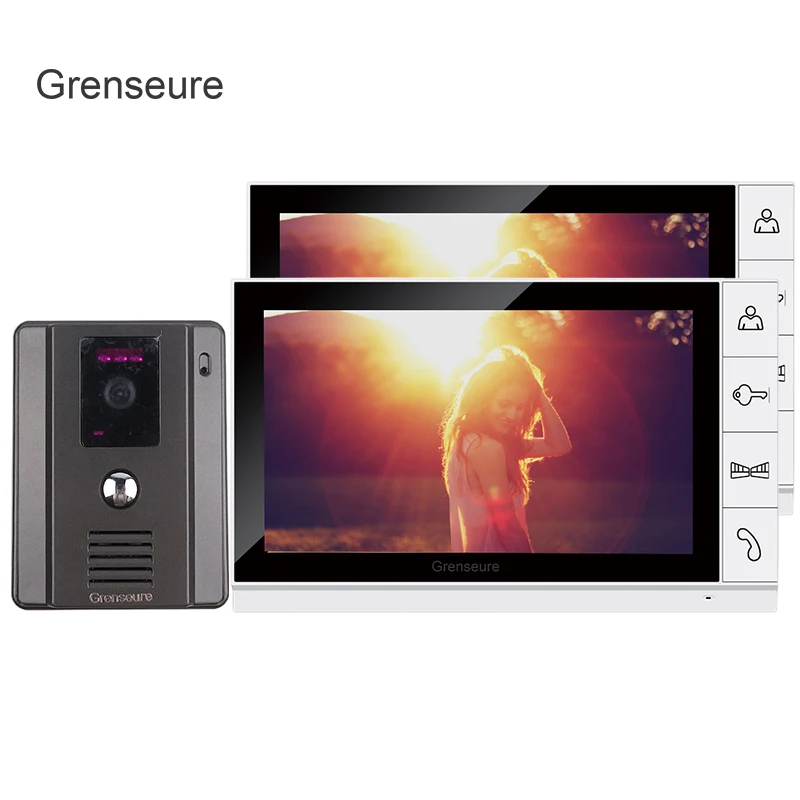 FREE SHIPPING Wired New 9 TFT LCD Screen Video Door phone Intercom System With 1 Night Vision Door bell Camera + 2 Monitors