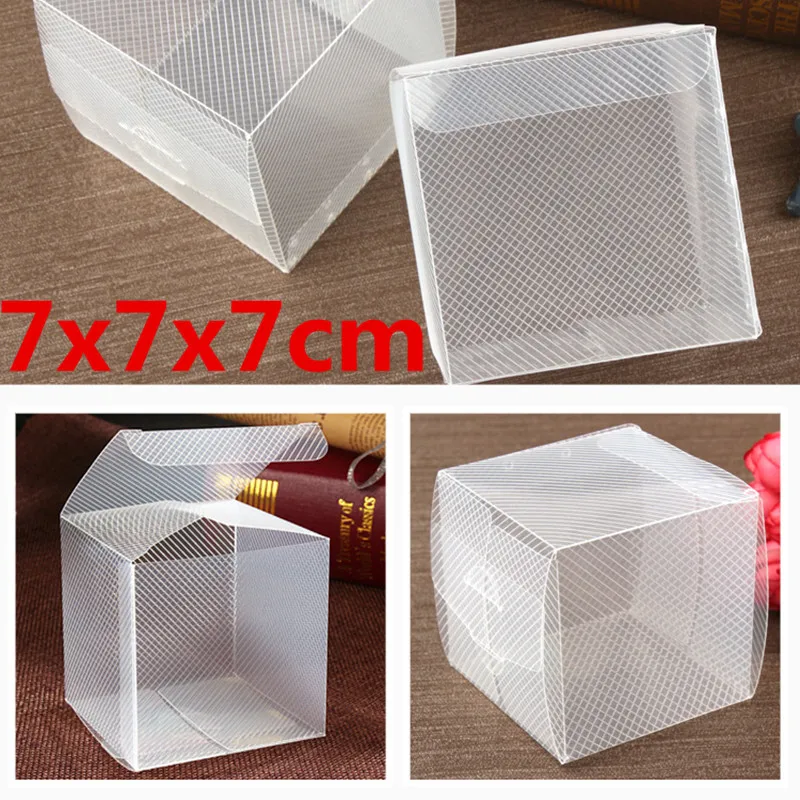 

New 30Pcs 7*7*7cm Clear Twill Plastic PVC Goods Display Storage Boxes/ Toy Packing /Candy Gifts and Little Cupcake Storage