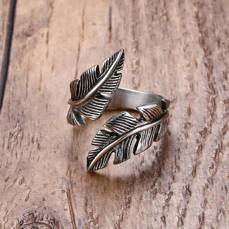 Мужское кольцо из нержавеющей стали, винтажное перьевое кольцо в стиле панк, для велосипеда, черного, серебряного цвета, модные ювелирные изделия Anel Aneis