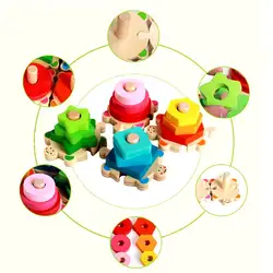 1 комплект цветной интеллект сборка маленькая форма черепаха сопряжение дети головоломки деревянные игрушки