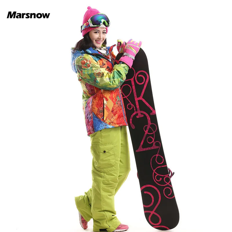Женский лыжный костюм Marsnow зимний теплый высокого качества с капюшоном на