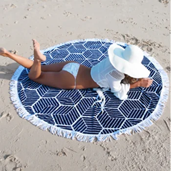 

Bohemian Indian Mandala Tapestry and Aztec Pattern Printed Circular Round Beach Towel Blanket Mat L38353