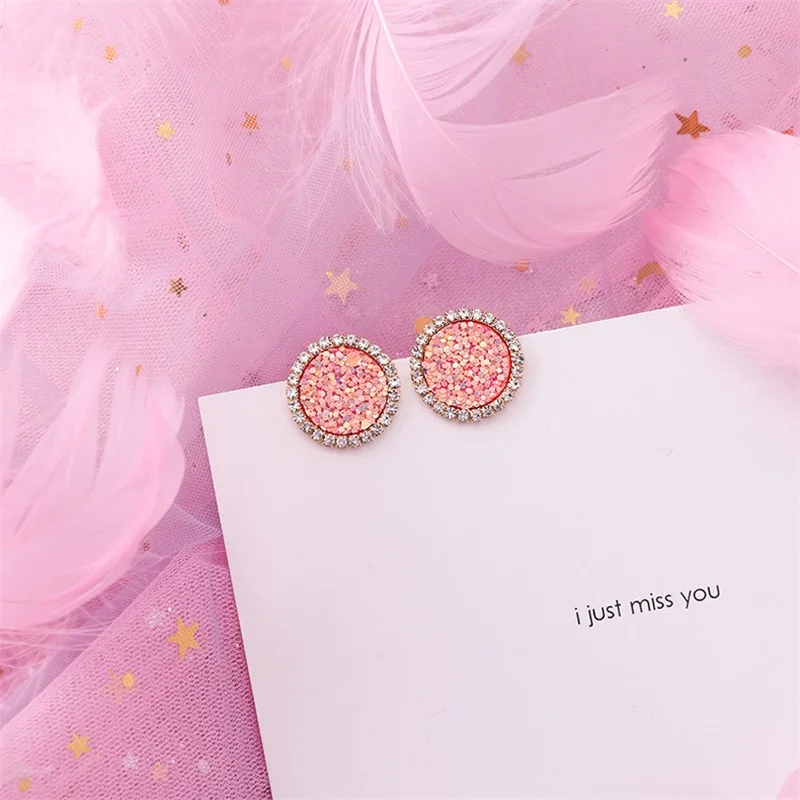 Корейские модные милые розовые геометрические круглые длинные серьги с жемчугом для женщин и девушек, летние ювелирные аксессуары