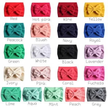 

210pcs/lot Solid Turban Headwraps Big Bow Hair Band For Baby Girls Fabric Hair Bow Headband Infant Hair Accessory