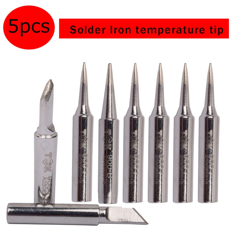 

5pcs Lead Free Solder Iron Tips Replacement 900-B-I-K Solder Iron Tips Head For Soldering Repair Station