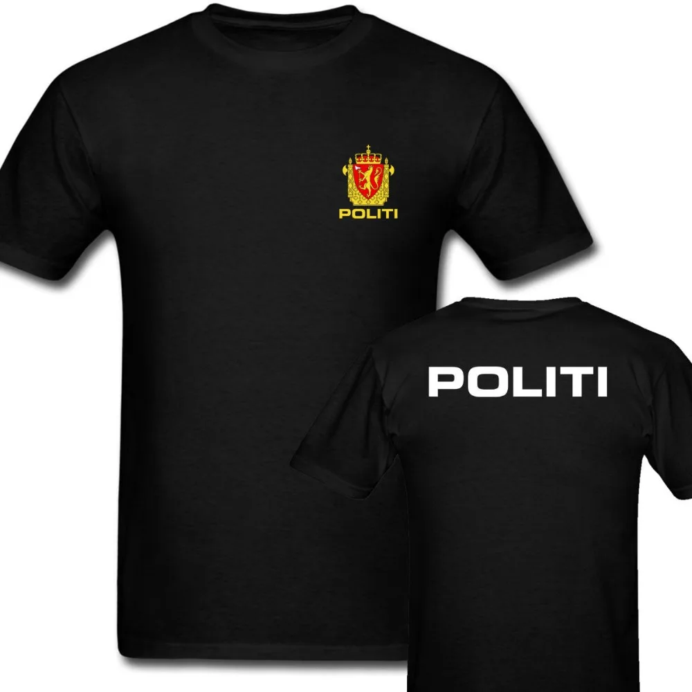 

New Norway Politi Police Norwegian Mens Army Green T Shirt hot 2019 Fashion Ment Shirt Summer Style Cotton Shirts