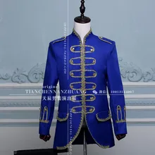 (Jacke + pants) blau schwarz weiß anzug männlichen dancer singer kleid leistung anzeigen nightclub Blazer Freien Slim tragen bräutigam prom