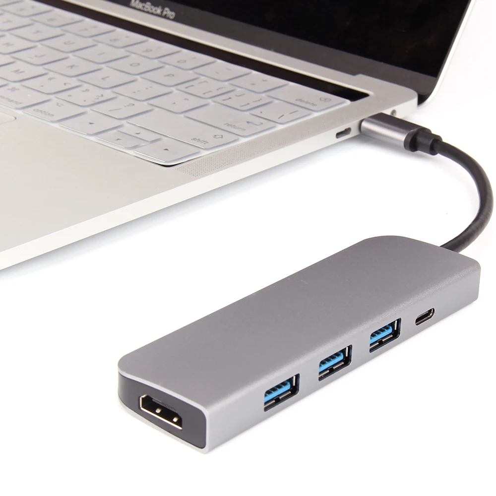 

Universial Type C Hub 5 in 1 Docking Station to 3 USB3.0 HDMI 4k PD Charging Adapter for MacBook Samsung Xiaomi Drop Shipping