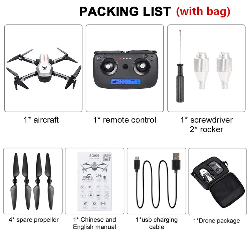 Черный SG906 Дрон GPS 5G wifi FPV 4 K hd-камера Дрон бесщеточный селфи складной Радиоуправляемый Дрон дроны, Радиоуправляемый вертолет сумка подарок - Цвет: Черный