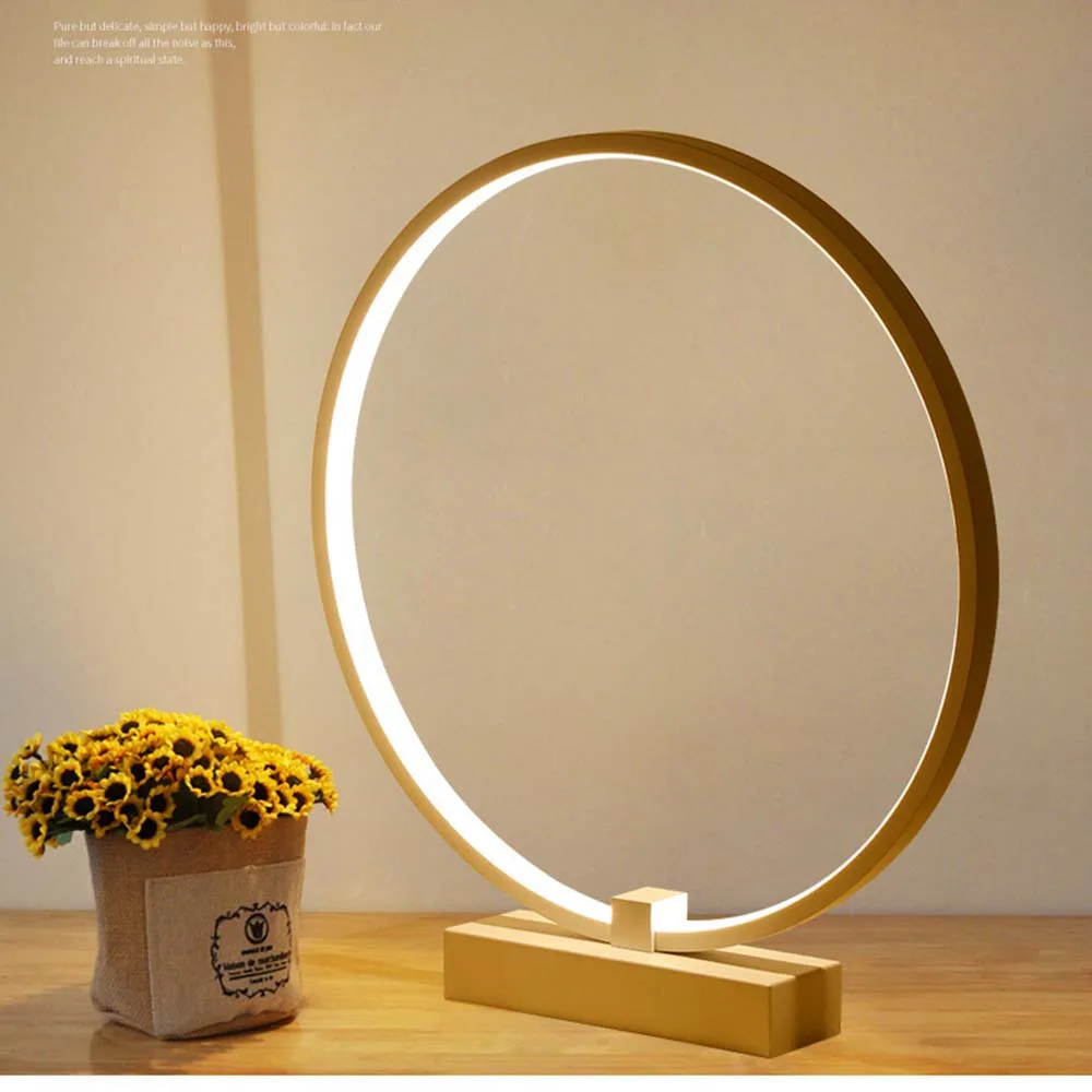 

Modern Nordic Simple Creative Livingroom LED Table Light Study Bedside Office Circular Ring Dimmable Decoration Lamp