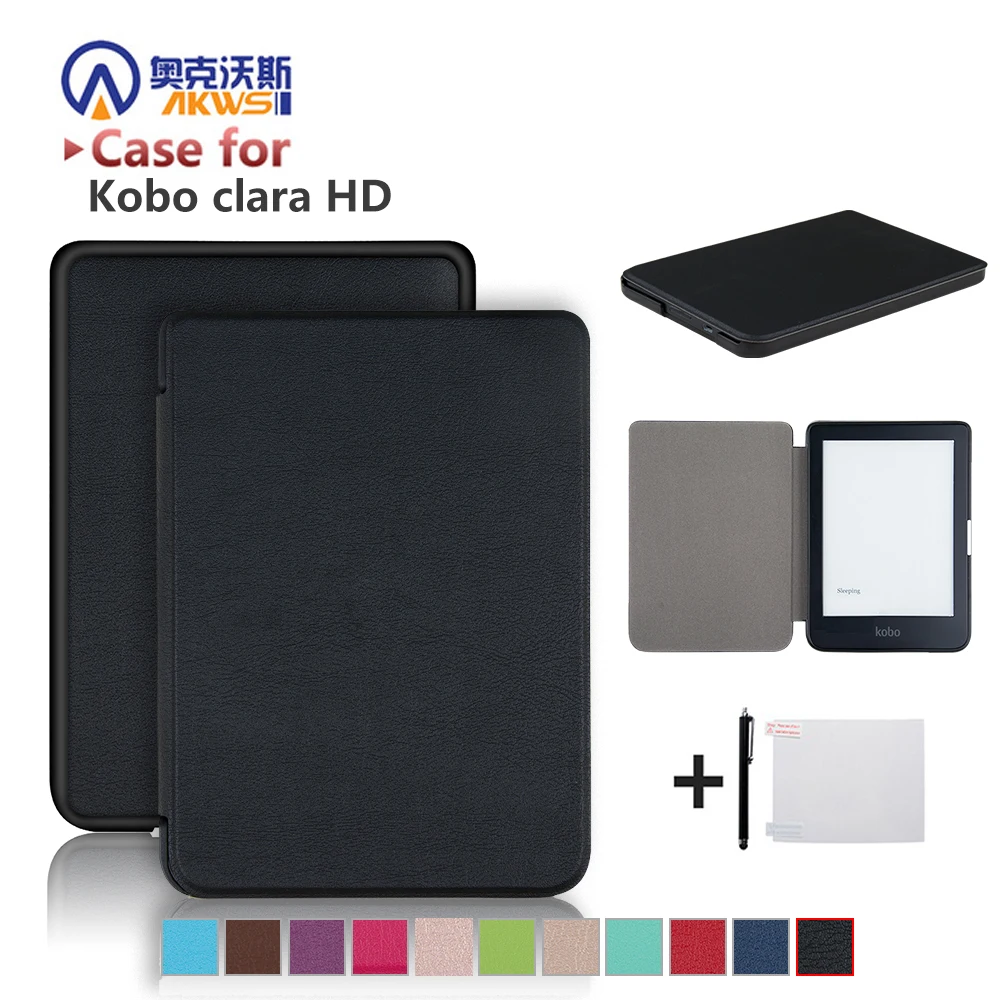 Magnolia Blanco/Gris/Azul Funda magnética de Origami para e-Book kwmobile Carcasa Compatible con Kobo Clara HD
