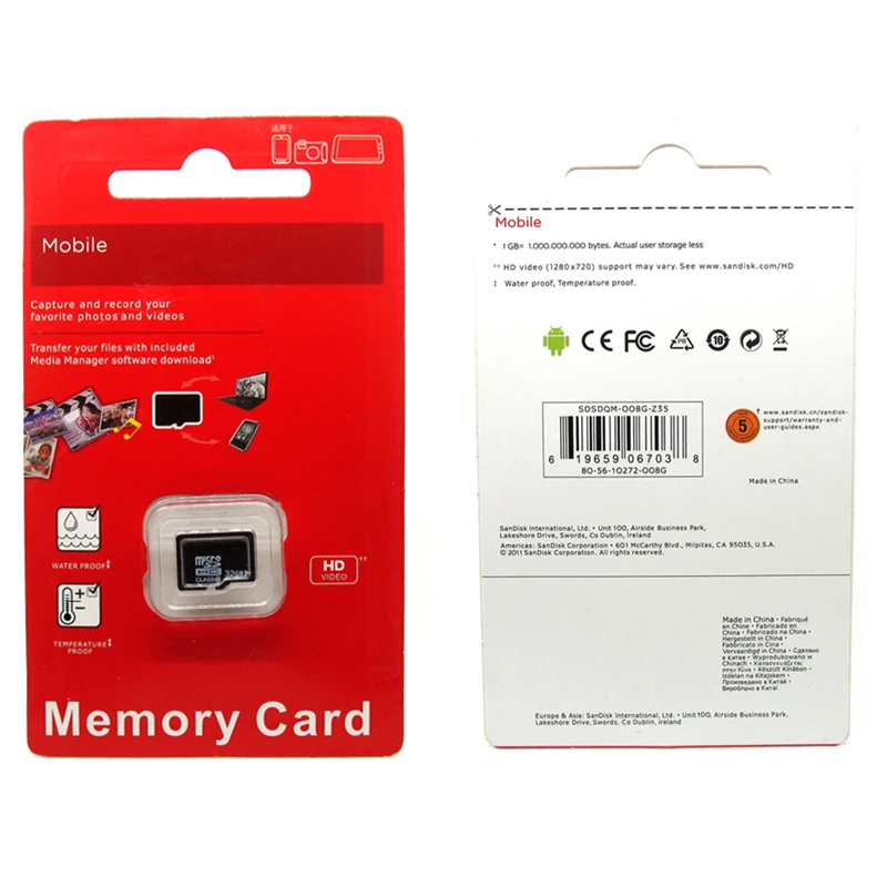Карта памяти micro sd в красном блистере карта 32 Гб класс 10 TF мини флэш память 4 ГБ/8