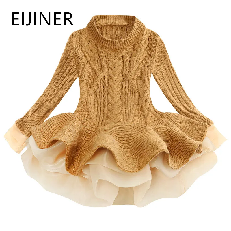 Платье для девочек Новая детская трикотажная одежда осенне-зимнее праздничное платье принцессы модное милое кружевное платье-пачка