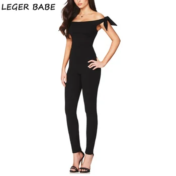 

Wholesale Bandage Jumpsuit Black Off Shoulder Elegant Sleeveless Clothing Women 2019 New Glamorous Jumpsuits Celebrity Sexy