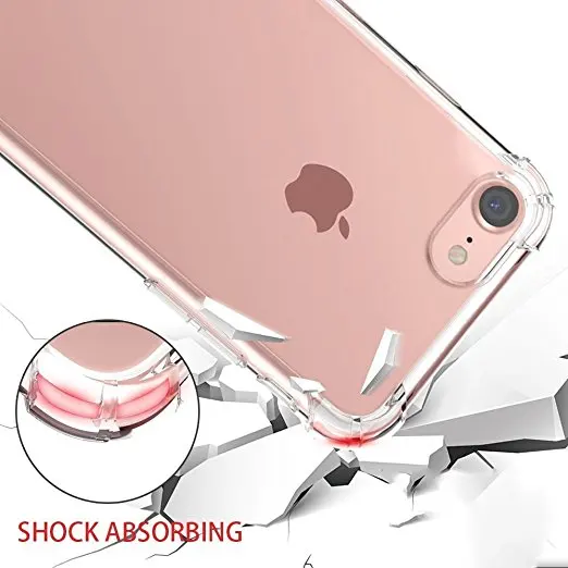 Для iPhone 6s 6plus 7Plus 8Plus прозрачный чехол противоударный мягкий ТПУ угловой защитный