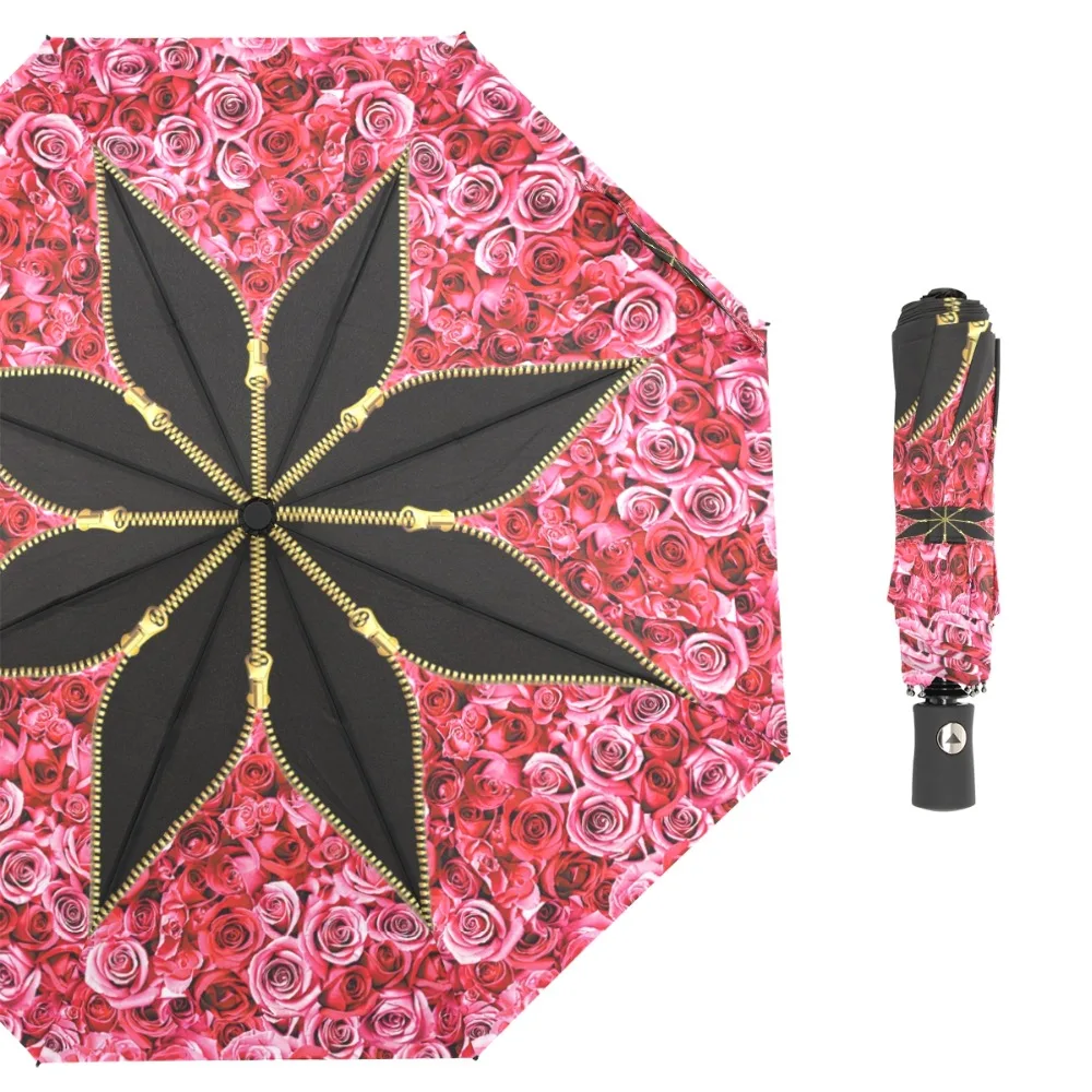 

Susino Umbrella Flower 8 Ribs Auto Open Manual Close Metal Pongee Three-folding Rain Umbrella DIY LF8216