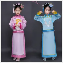 Детский китайский национальный костюм, детское платье принцессы династии Цин, одежда для девочек, Cospaly, сценическая одежда, 18