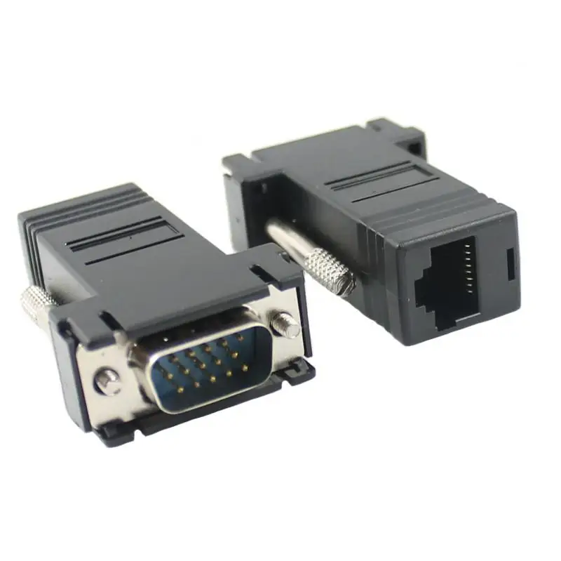 RJ45 к VGA расширитель адаптер 15pin гнездо LAN CAT5 CAT6 сетевой Ethernet кабель Женский HDTV